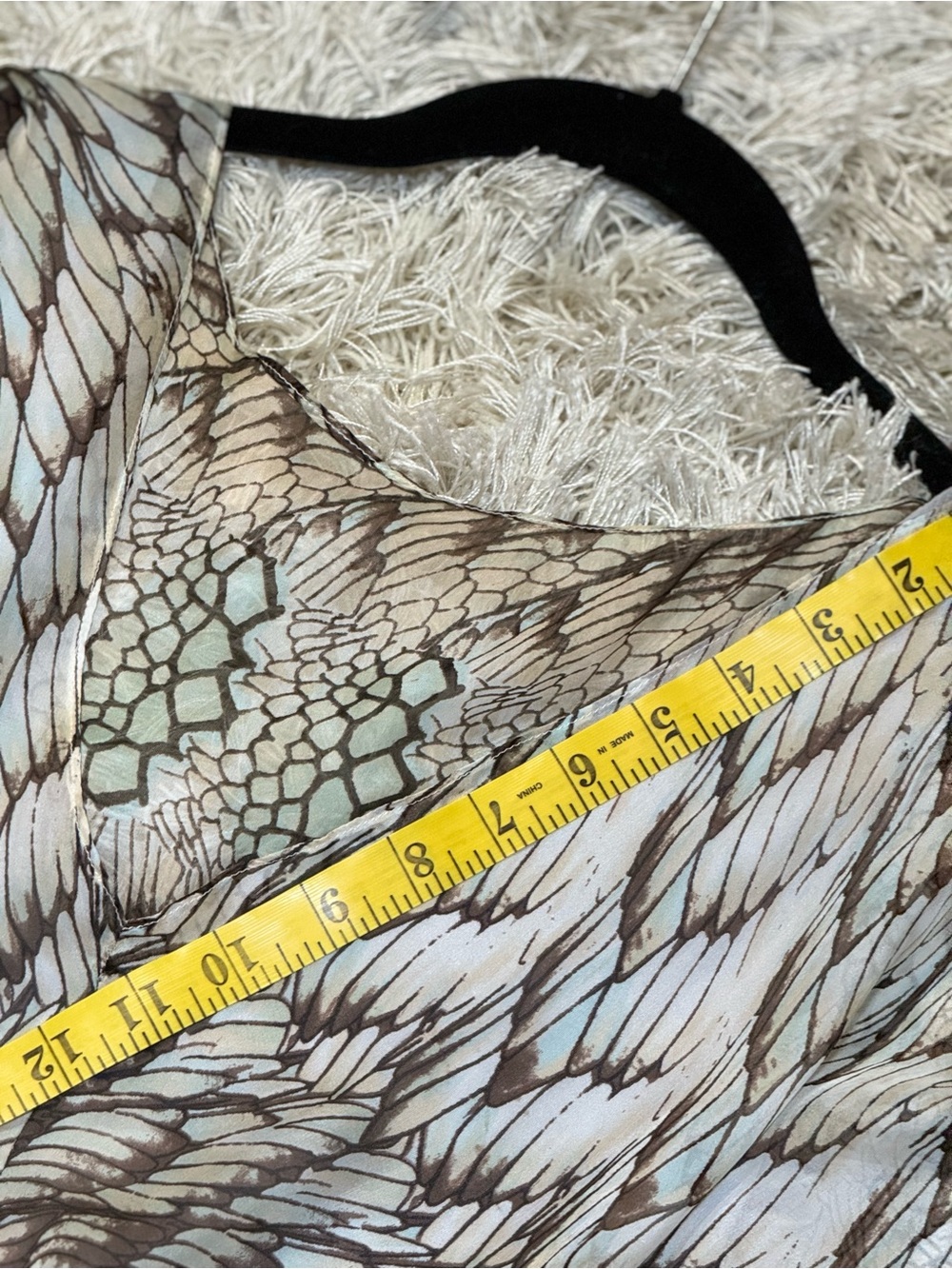 MM Couture 100% Silk Abstract Print Layered Blouse | Resort Luxe Boho Top Medium - Picture 11 of 14
